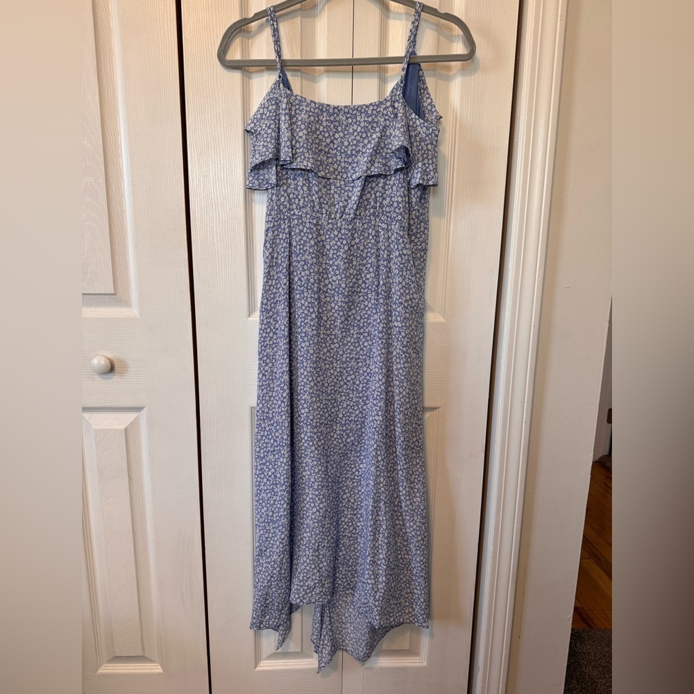 Veronica Beard Blue Spaghetti Strap Ruffle Ruched Midi Dress Spring/Summer Sz 6 - Picture 7 of 12